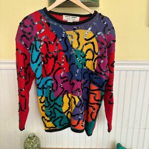 Kitty Hawk By Vivian Wang Colorful Sequin Sweater L